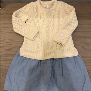 GAP Cream Cable-Knit Top with Light Blue Skirt Dress